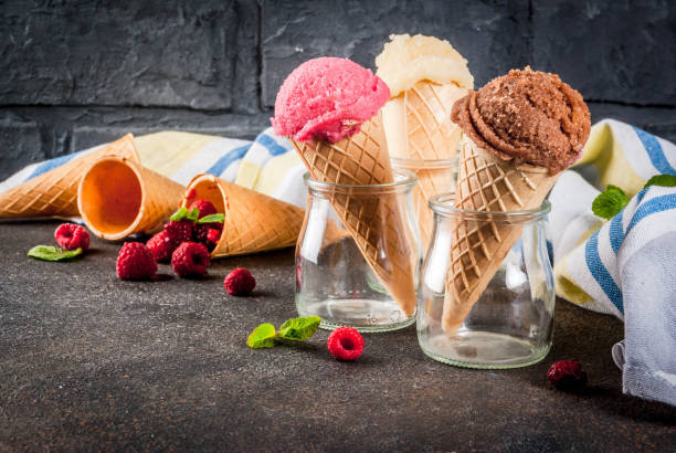 istock Various of ice cream flavor in cones 940432518