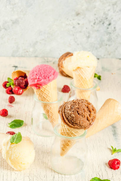 istock Various of ice cream flavor in cones 940432522