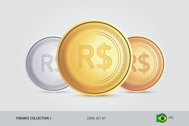 istock Golden, Silver and Bronze coins. Realistic metallic Brazilian Real coins set. Isolated objects on background. Finance concept for websites, web design, mobile app, infographics. 940433634