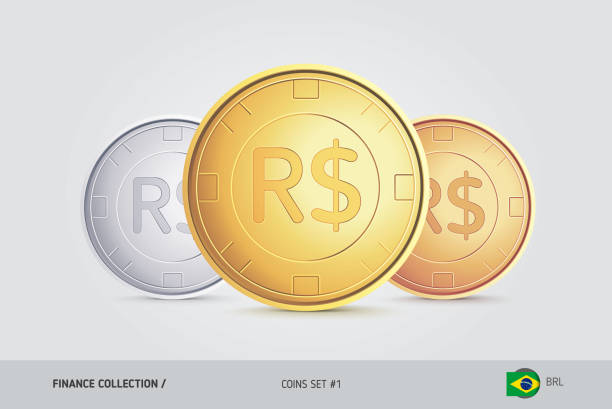 istock Golden, Silver and Bronze coins. Realistic metallic Brazilian Real coins set. Isolated objects on background. Finance concept for websites, web design, mobile app, infographics. 940433752