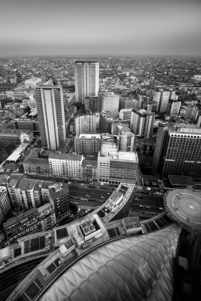 Milan view from above - black and white image stock photo