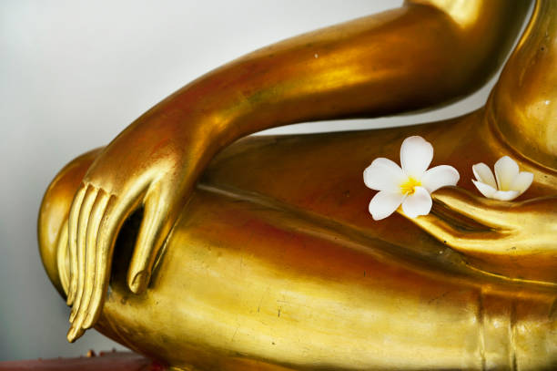 istock Frangipani in hand of image buddha 940438166