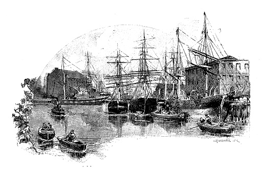 Antique illustrations of England, Scotland and Ireland: Salthouse Dock, Liverpool