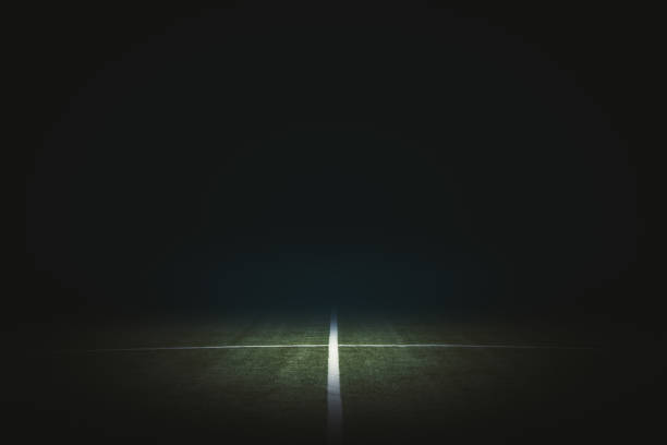 黒のサッカー フィールドの背景 - soccer soccer field grass american football ストックフォトと画像