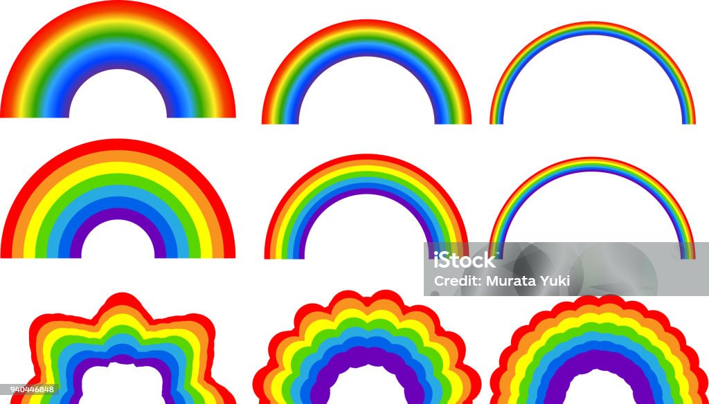 Conjunto de ilustración de arco iris - arte vectorial de Arco iris libre de derechos