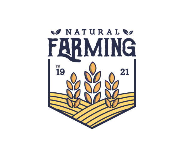 Vintage Organic Product Farms Badge Illustration