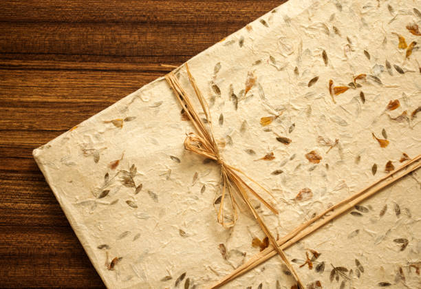 istock Natural fiber handmade paper gift wrapping. 940455142