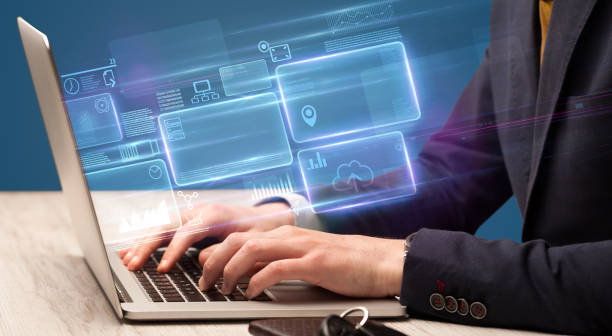 istock Hand typing on laptop with online finance management concept 940458592