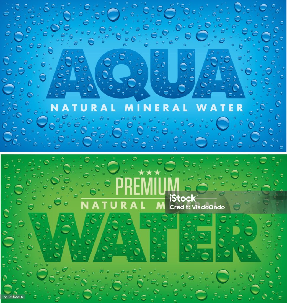 label package design for mineral water with many water drops design for mineral water with many water drops Water stock vector