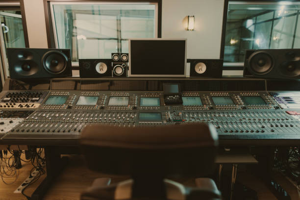istock view of sound producing equipment at recording studio 940462644