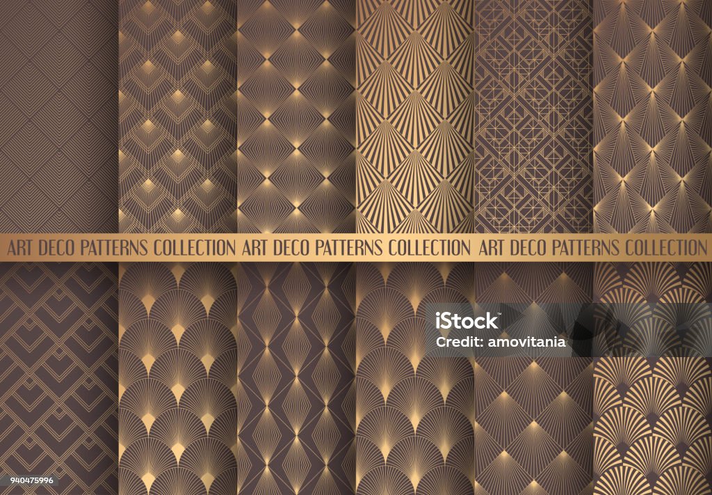 Conjunto de patrones de Art Deco - arte vectorial de Patrones visuales libre de derechos