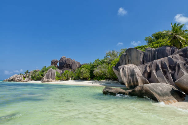 istock Anse Source d'Argent beach - granite rocks at beautiful beach on tropical island La Digue in Seychelles 940486198
