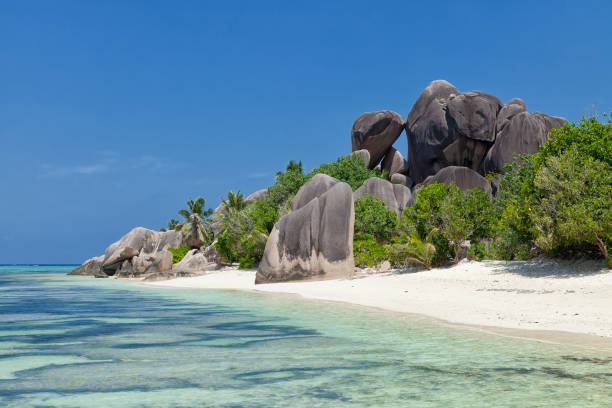 istock Anse Source d'Argent beach - granite rocks at beautiful beach on tropical island La Digue in Seychelles 940487688