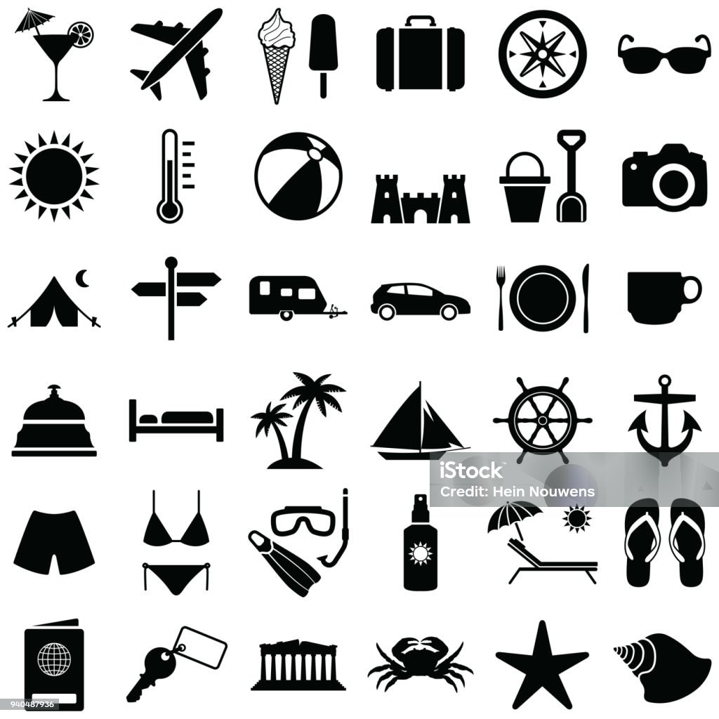 Travel and holiday Travel and holiday icon collection - vector silhouette illustration Icon Symbol stock vector