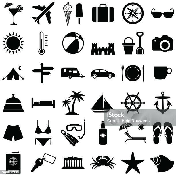 Travel And Holiday Stock Illustration - Download Image Now - Icon Symbol, Vacations, Summer