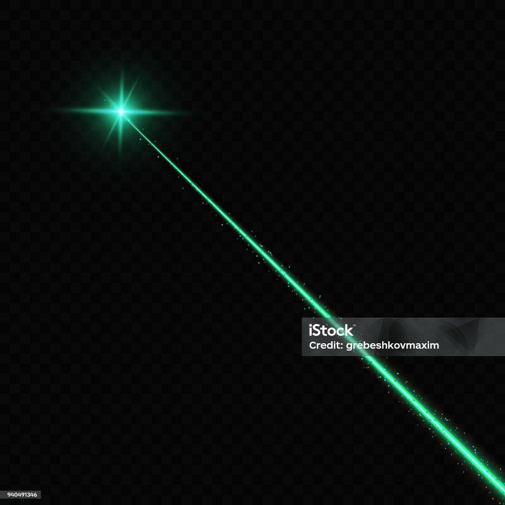 Laser beam Laser beam. Light flash with sparkling ray on transparent background Laser stock vector