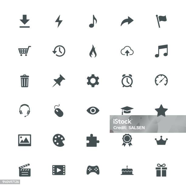 Universal Internet Icons Stock Illustration - Download Image Now - Downloading, Icon Symbol, Eye