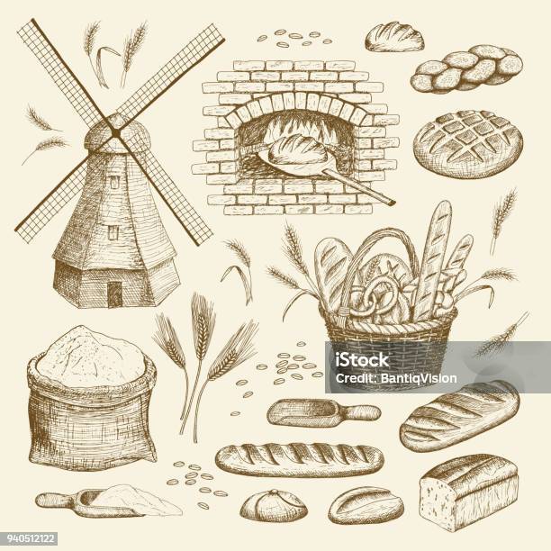 Bakery Illustration Stock Illustration - Download Image Now - Bread, Bakery, Basket