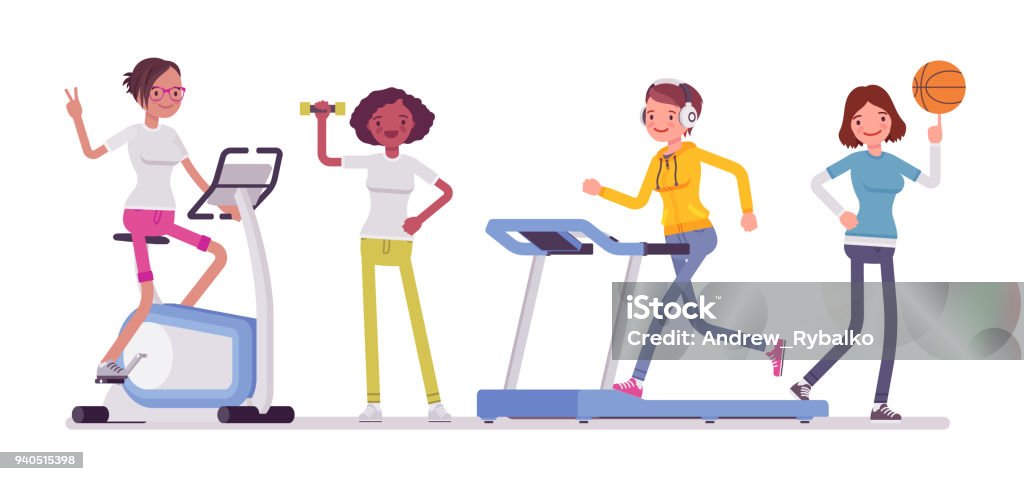 Women Fitness Club Stock Illustration - Download Image Now - Gym, Exercising,  Relaxation Exercise - iStock