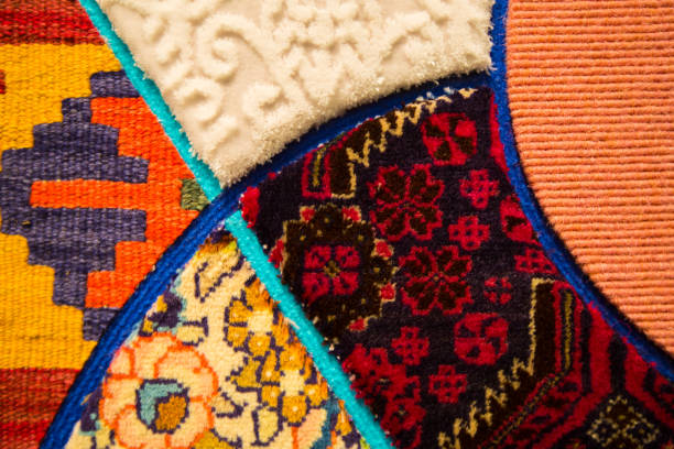 istock Detail patchwork colorful carpet close up texture 940515724