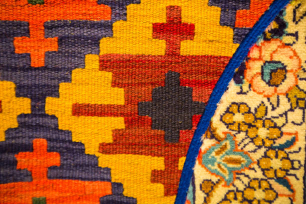 istock Detail patchwork colorful carpet close up texture 940515726