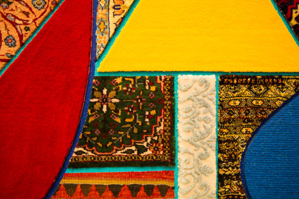 istock Detail patchwork colorful carpet close up texture 940515890