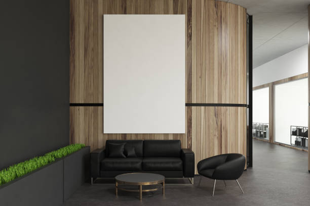 istock Wooden wall office waiting room, poster 940522082