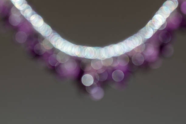 Bokeh from an amethyst necklace. Blurred background.
