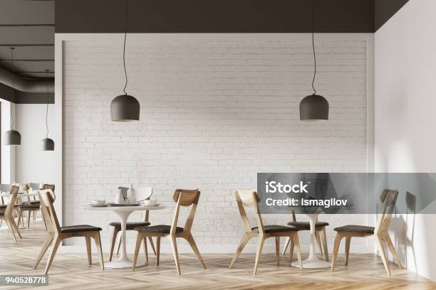White Cafe Interior Stock Photo - Download Image Now - Restaurant, Indoors, Cafe