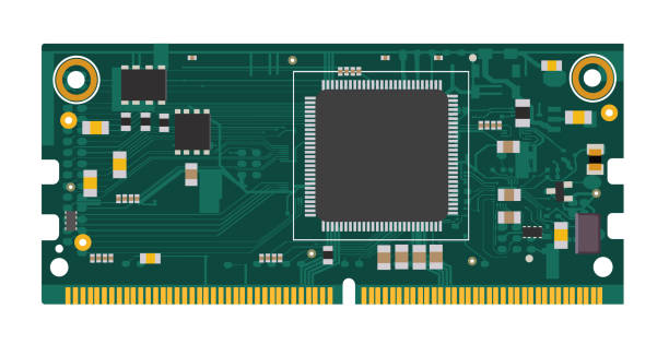 diy elektroniczna megapłyt z mikrokontrolerem, diodami led, złączami i innymi komponentami elektronicznymi - mega pixels stock illustrations