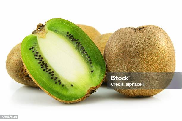 Ripe Sliced Kiwi Isolated On White Stock Photo - Download Image Now - Citrus Fruit, Close-up, Color Image