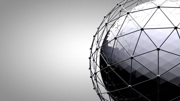 istock Wireframe connecting sphere. Connection lines around earth globe. The concept of social network, globe connection. Global International connectivity Background. Abstract 3d rendering illustration. 940548946