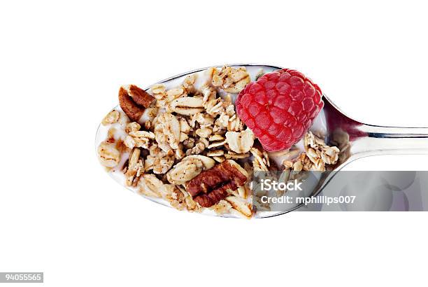 Granola Cereal Stock Photo - Download Image Now - Rolled Oats, Milk, White Background