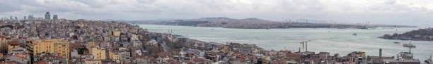 istock Istanbul. Turkey as seen from a Galata Tower (famous Istanbul cone-caped tower). Panorama with shoreline and view through Bosphorus. 940556202