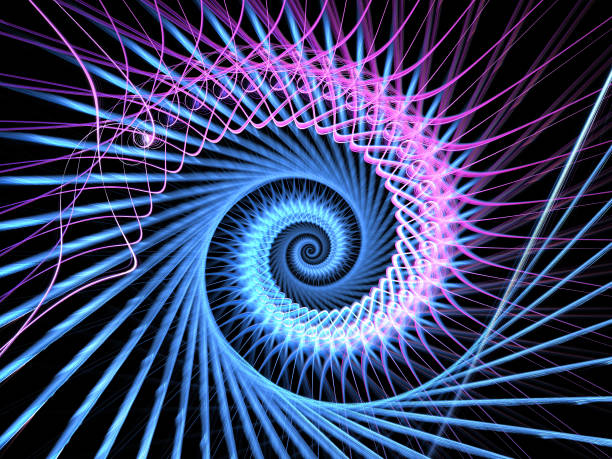 istock Abstract illustration of a fractal spiral pattern on black background 940556552