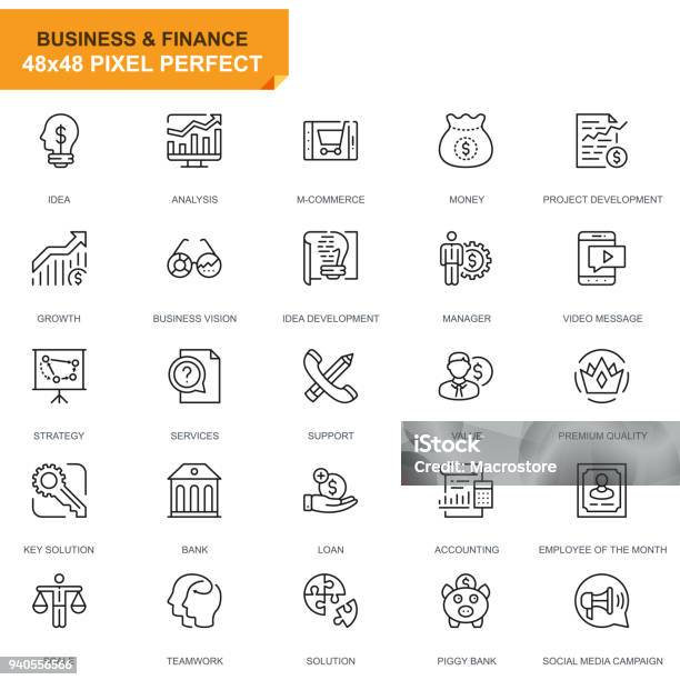 Simple Set Business And Finance Line Icons Stock Illustration - Download Image Now - Stock Market and Exchange, Scale, Icon Symbol