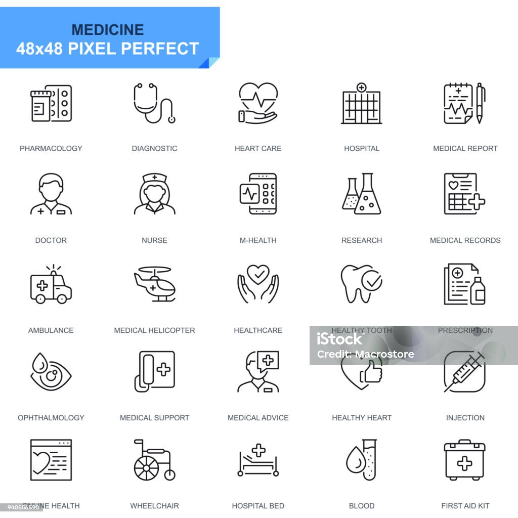 シンプルなセット健康・医療行アイコン - アイコンのロイヤリティフリーベクトルアート