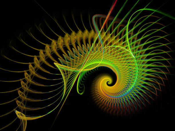 istock Abstract illustration of a fractal spiral pattern on black background 940557174