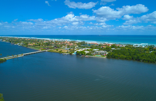 Aerial image of Palm Beach colorful vibrant colors