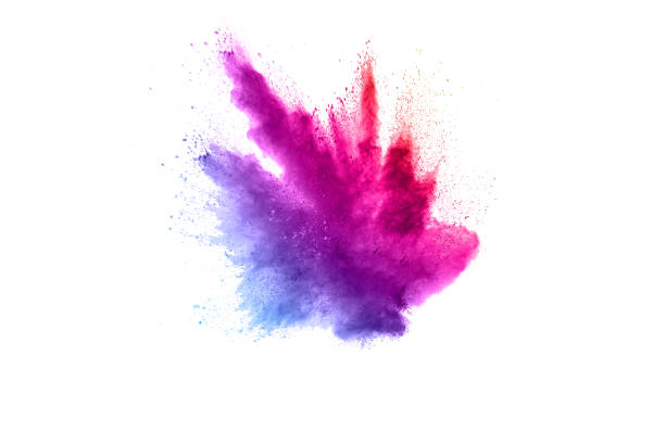 istock Abstract multicolored powder explosion on white background.  Freeze motion of color dust  particles splash. Painted Holi 940568350
