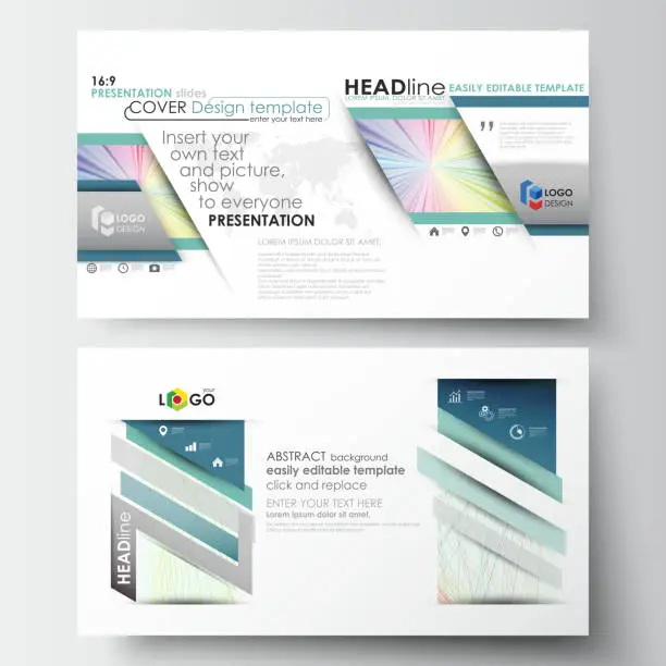 Vector illustration of Business templates in HD format for presentation slides. Easy editable layouts in flat style, vector illustration. Colorful background with abstract waves, lines. Bright color curves. Motion design