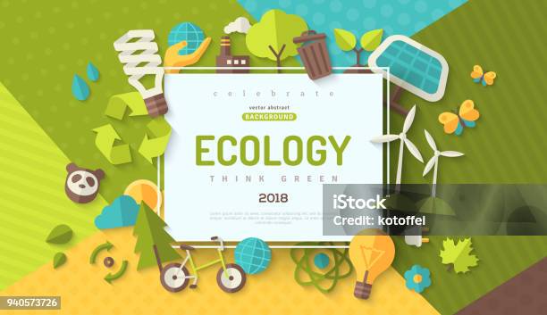 Ecology Concept Banner Stock Illustration - Download Image Now - Environmental Conservation, Fuel and Power Generation, Recycling
