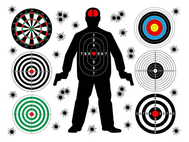 Vector illustration of Target shoot set