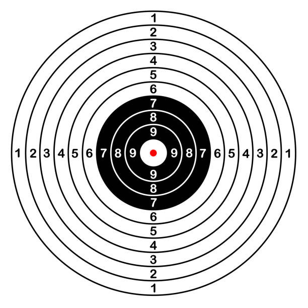 пустой шаблон для спортивной целевой вектор съемки конкуренции. чистая цель с номерами для набора стрельбище или пистолет съемки. большая � - rifle sport air target shooting stock illustrations