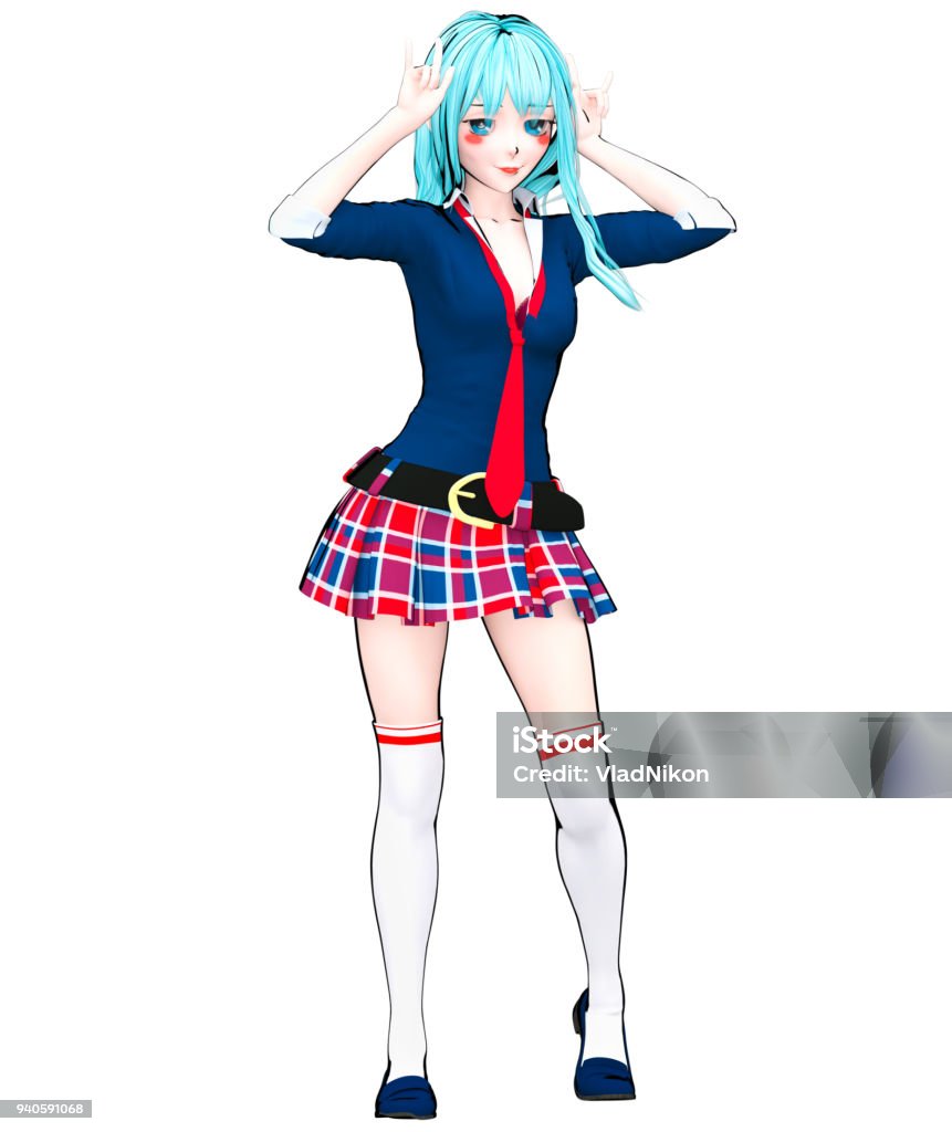 3d Japanese Anime Schoolgirl Stock Photo - Download Image Now - Adult,  Adults Only, Art - iStock