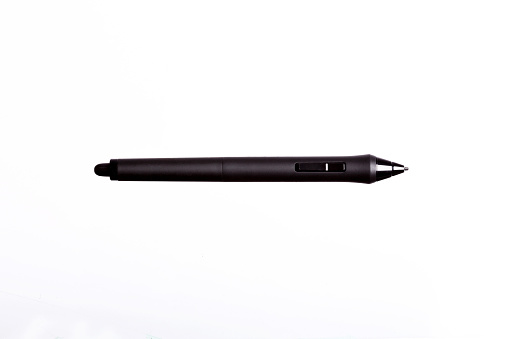 Stylus pen for touchscreen tablet isolated on white background. High resolution photo.