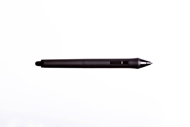 стилус перо для сенсорного планшета изолированы на белом фоне - digital tablet digitized pen laptop black стоковые фото и изображения