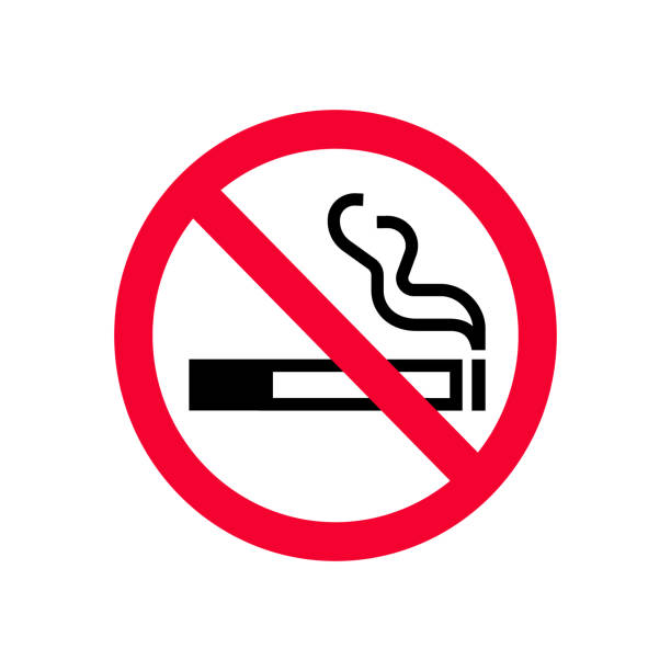 ilustrações, clipart, desenhos animados e ícones de proibição de vermelho não fumantes de assinar. sinal de proibido não fumo. não fume sinal - no smoking sign smoking sign cigarette