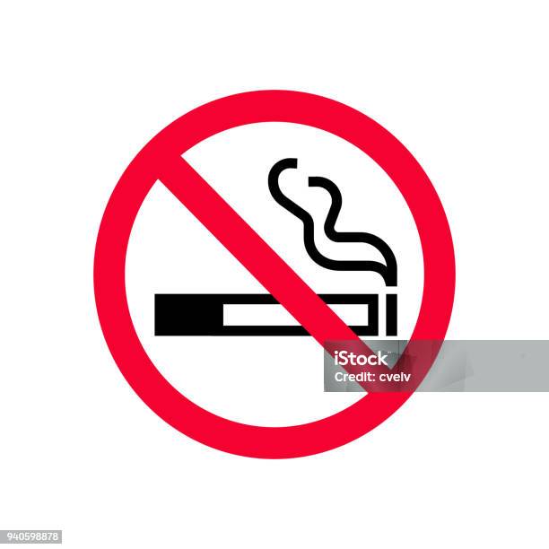 Red Prohibition No Smoking Sign Forbidden Sign Dont Smoke Do Not Smoke Sign Stock Illustration - Download Image Now