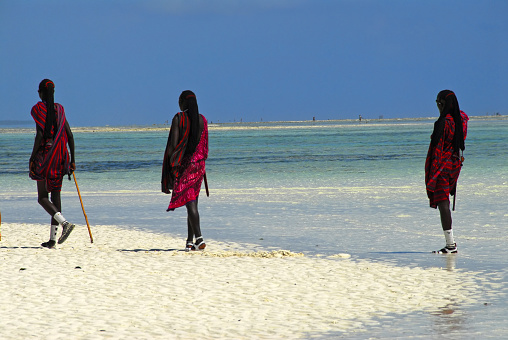 Masai in traditional dress,Zanzibar,Tanzania.